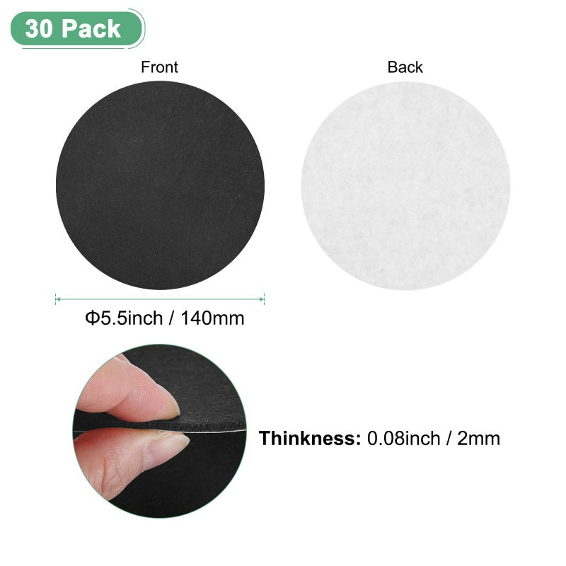 M METERXITY 30-Pack Lamp Base Felt, 5.5 Inch Dia. 2mm Thick Self Adhesive Round Fabric Felt Pads for Lamp/Furniture/DIY, Non-Slip Fiber Backed Patch Circles with Adhesive Backing [Black] - Image 3